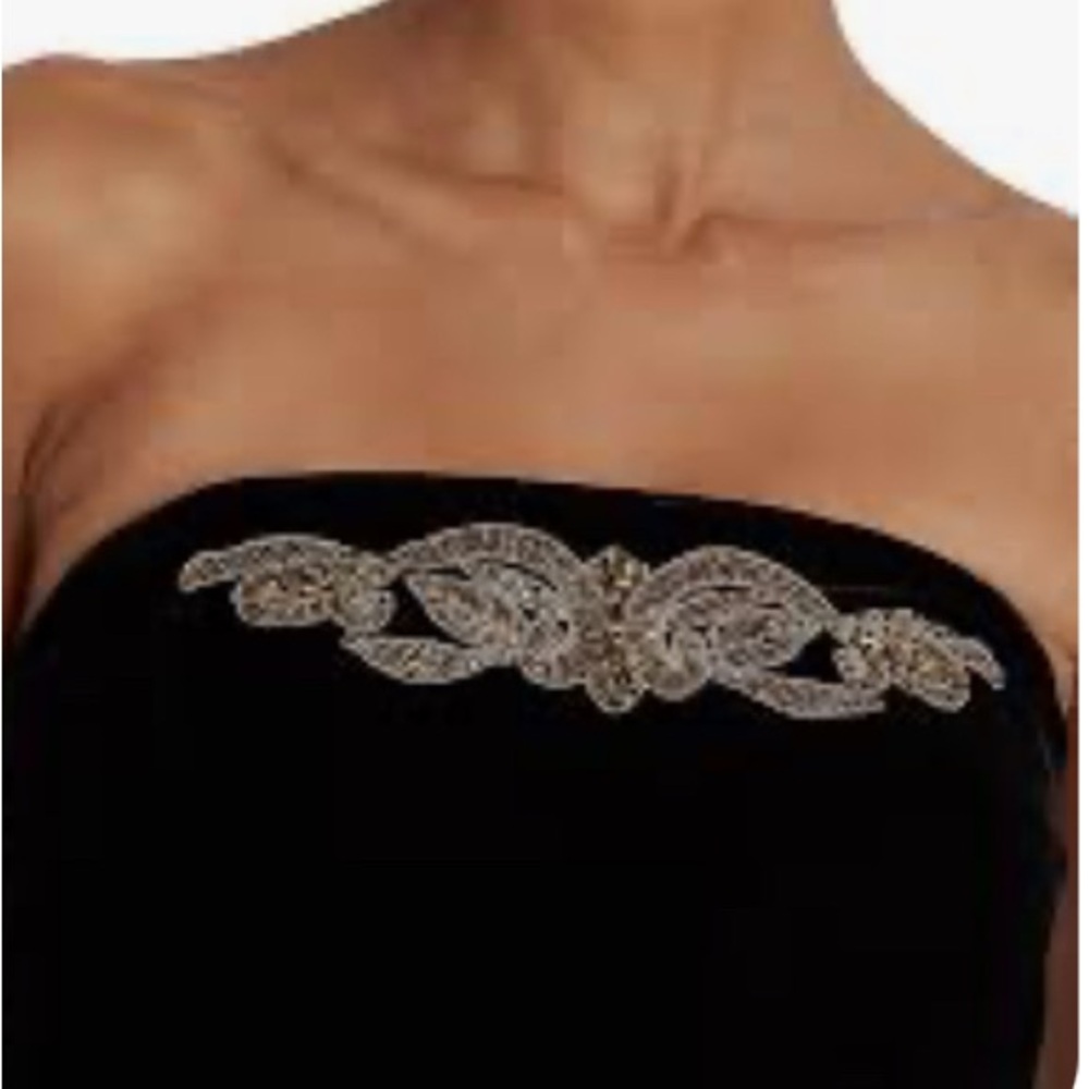 Worn Once!! Perfect Condition Ralph Lauren Black Embroidered Strapless Top